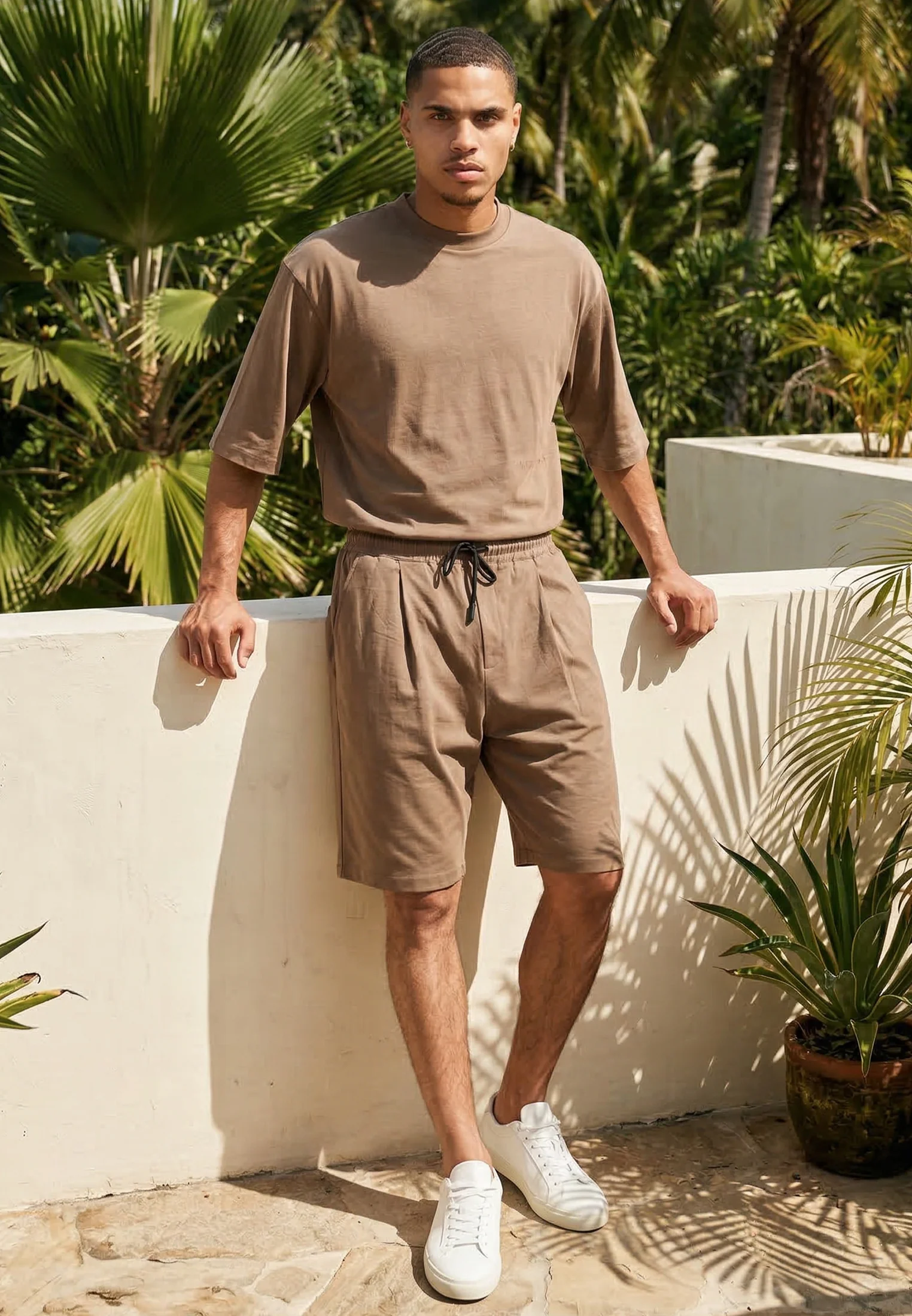 SLUB SHORTS TAN - Image 2