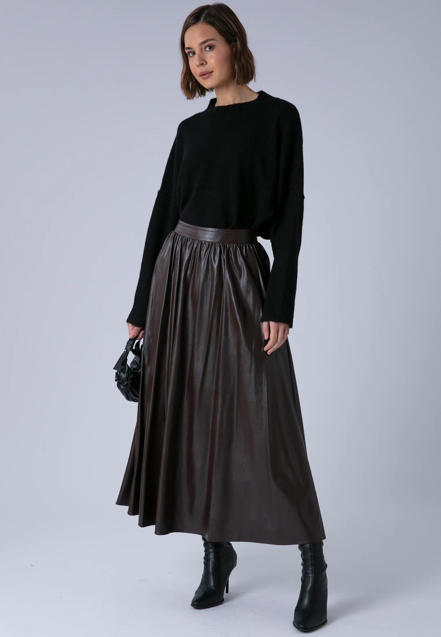 SOPHIE SKIRT BROWN LEATHER LOOK - Image 3