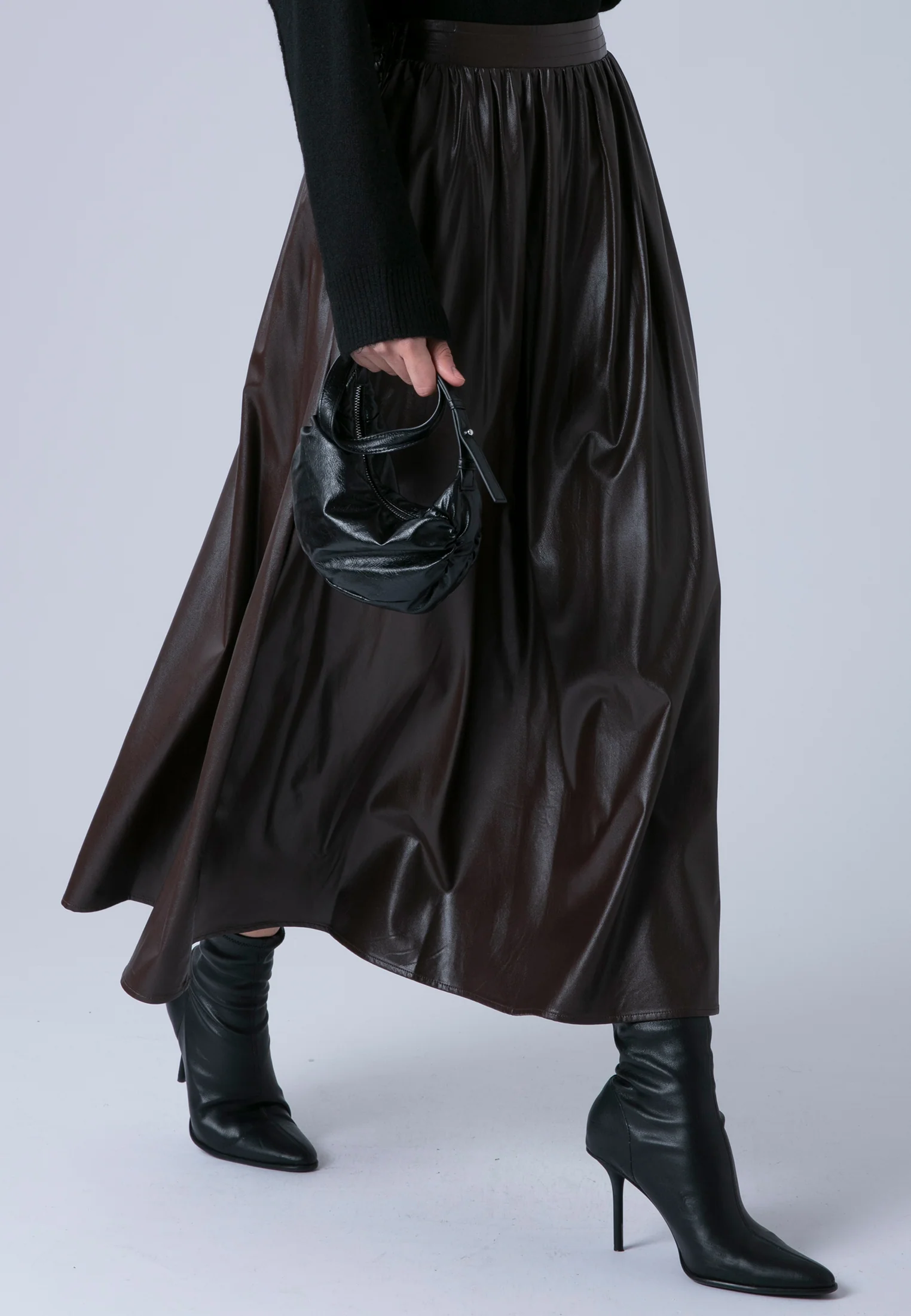 SOPHIE SKIRT BROWN LEATHER LOOK - Image 4