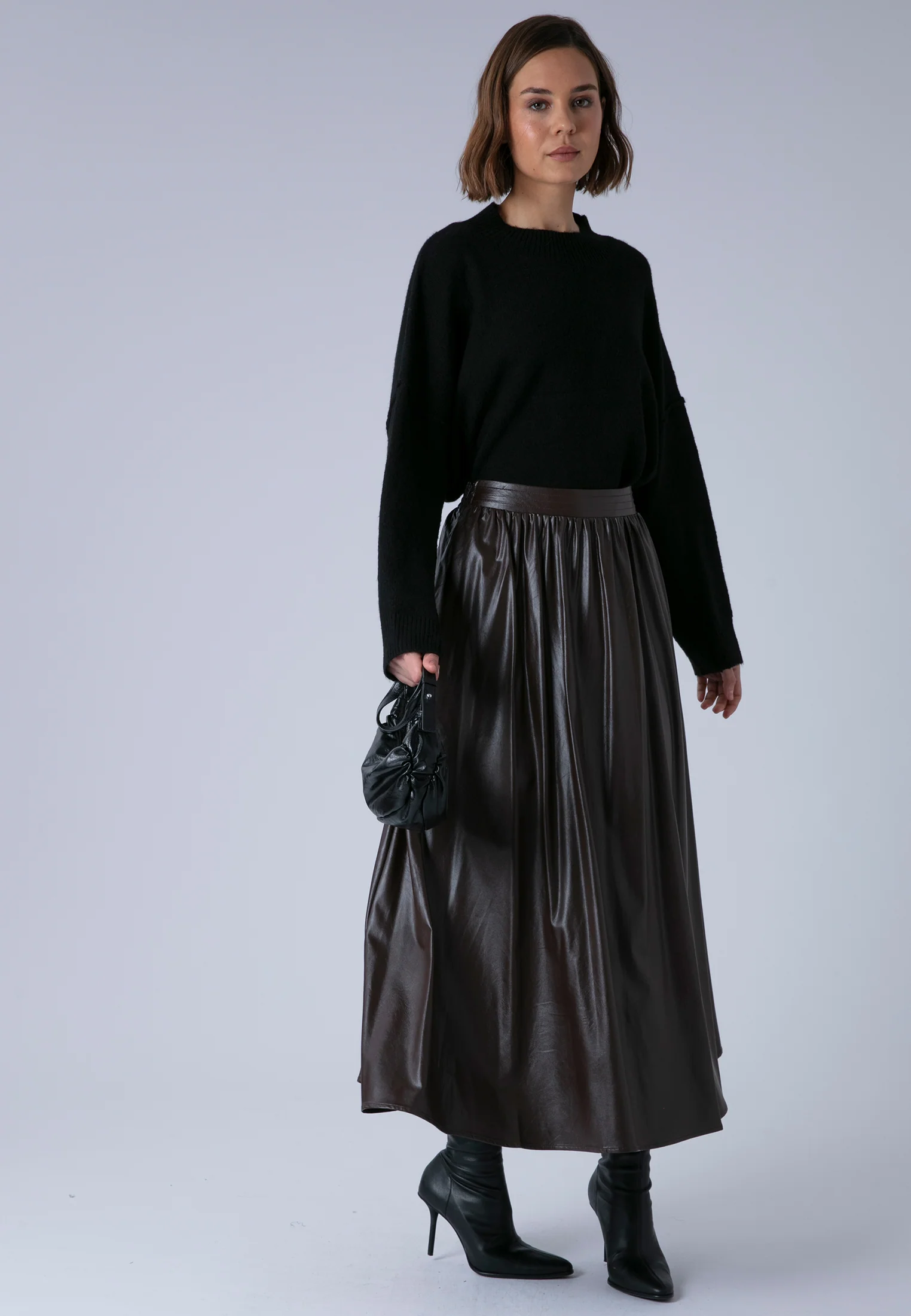 SOPHIE SKIRT BROWN LEATHER LOOK - Image 5