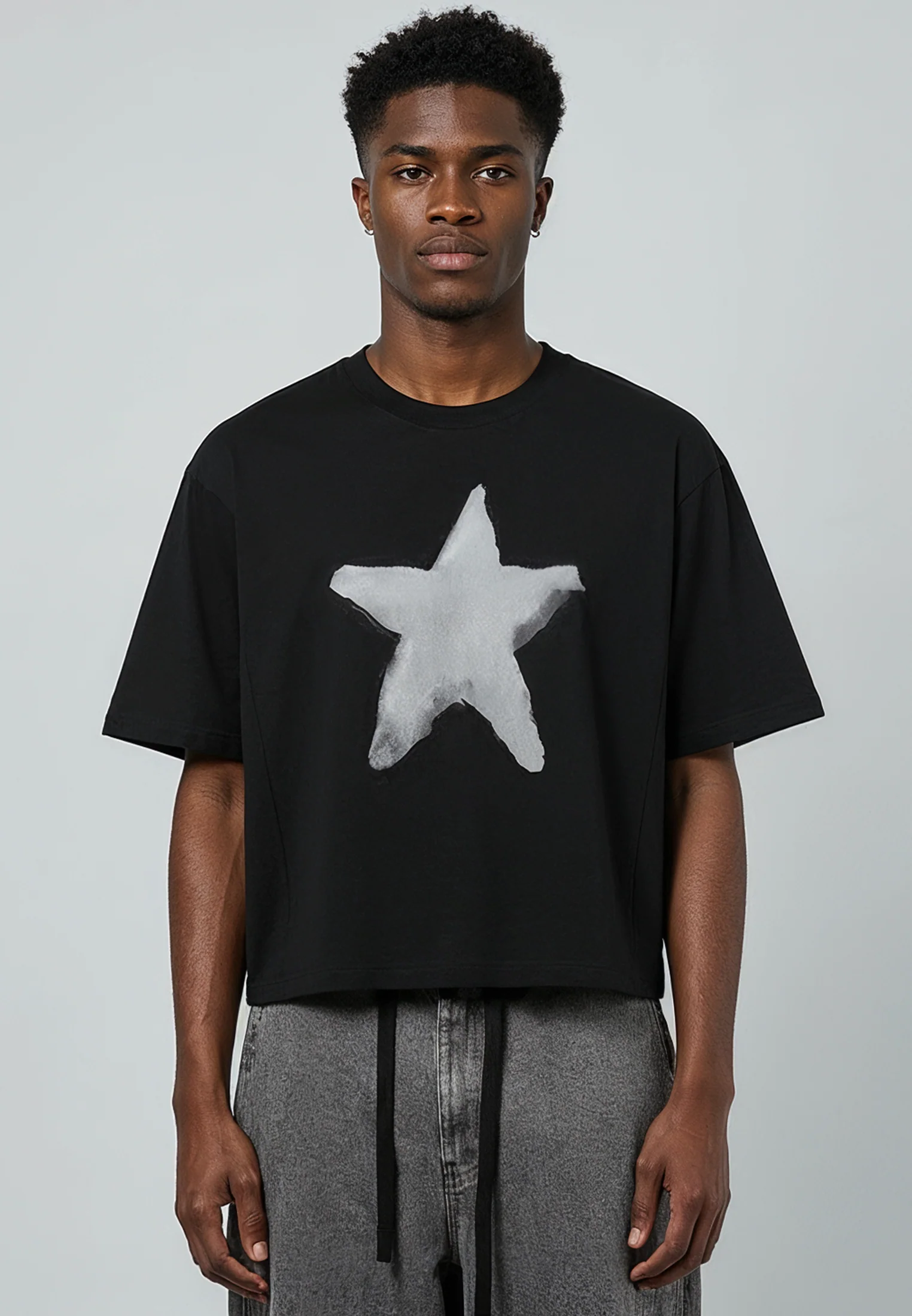 STAR CROP T-SHIRT BLACK - Image 3