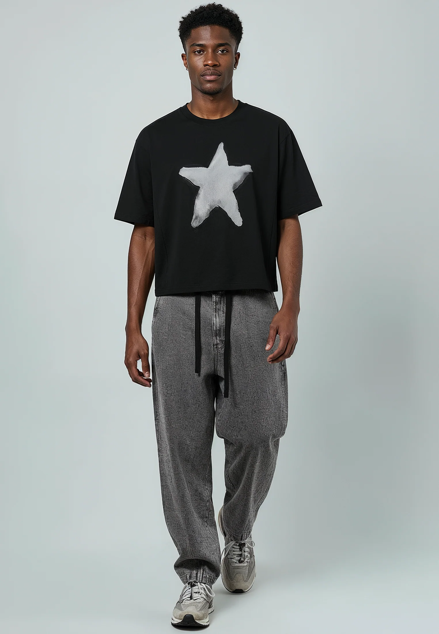 STAR CROP T-SHIRT BLACK - Image 5