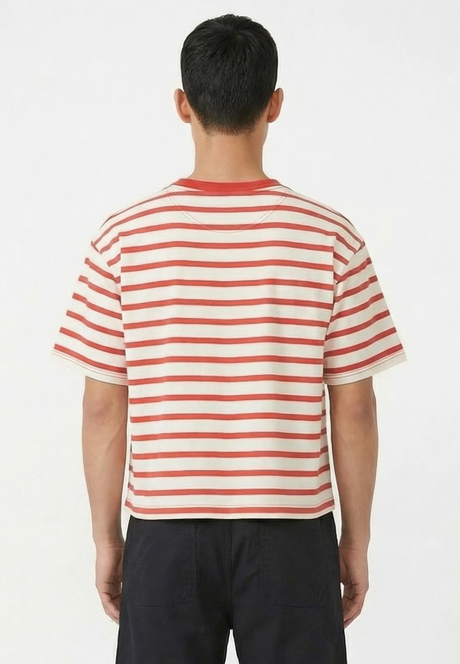 STRIPE CROP BOX T-SHIRT WHITE & RED - Image 3