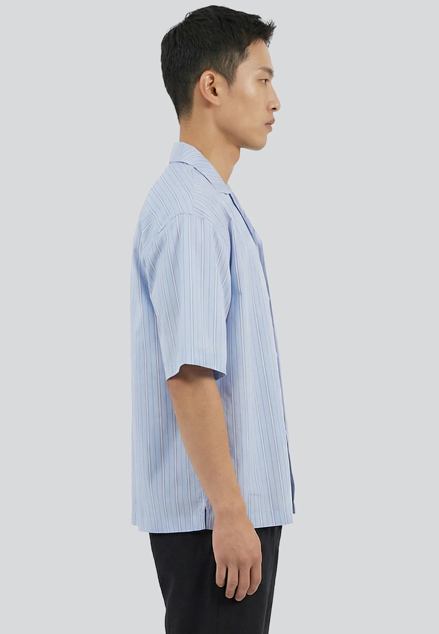 STRIPE CROPPED SHIRT WHITE & BLUE - Image 5
