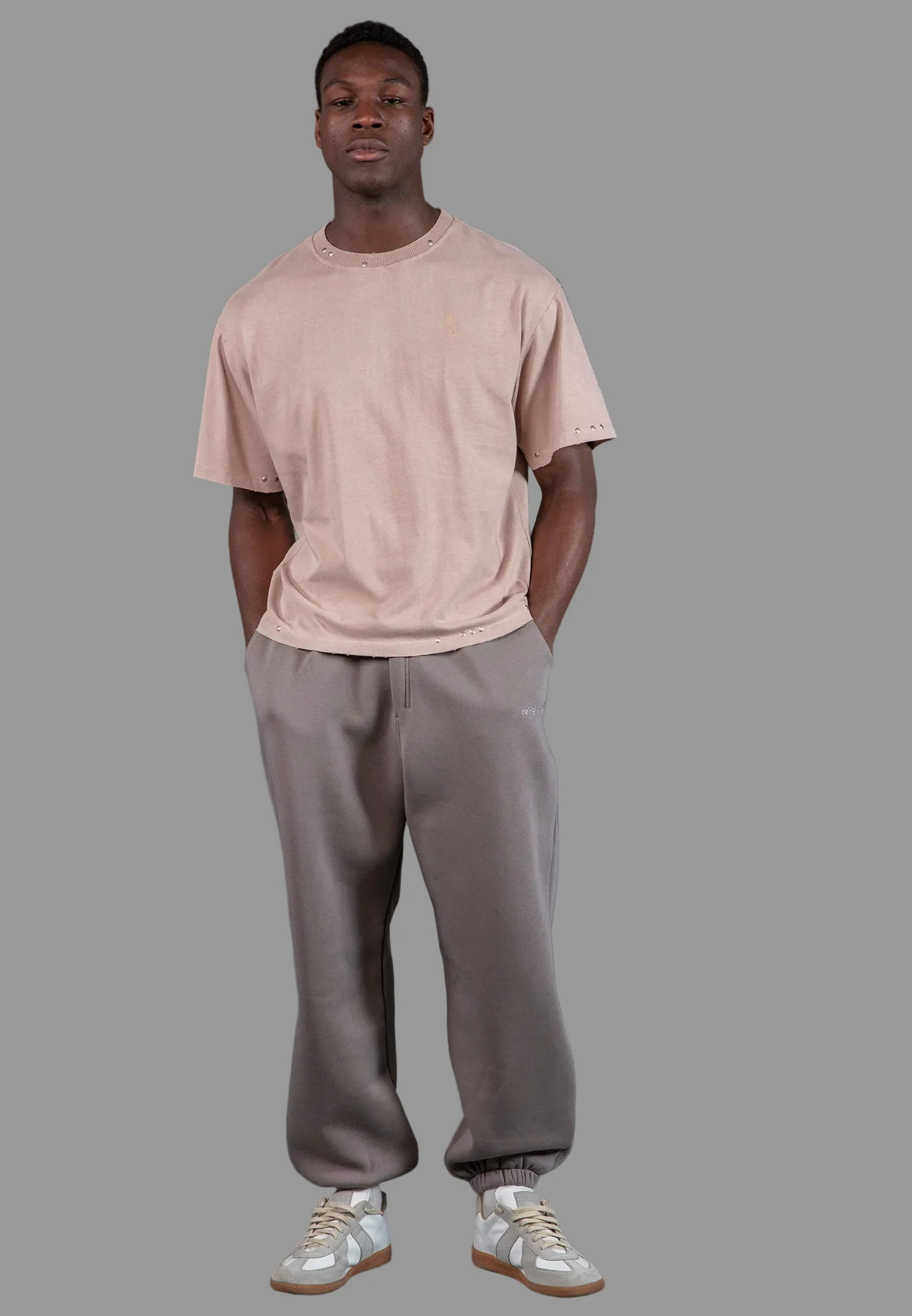 STUDDED T-SHIRT WASHED PINK - Image 4