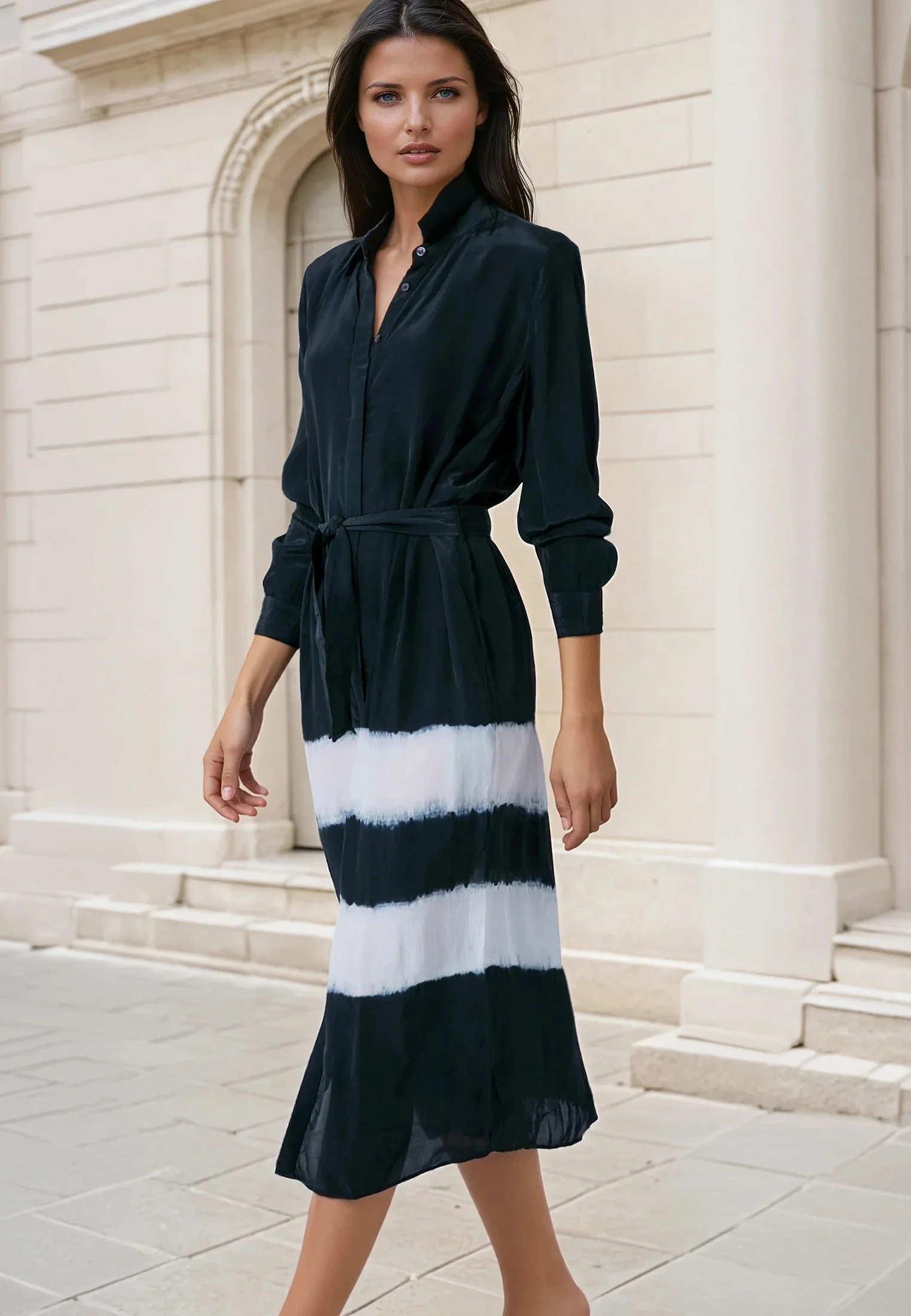 TORY SHIRTDRESS TIE DYE BLACK & WHITE - Image 7