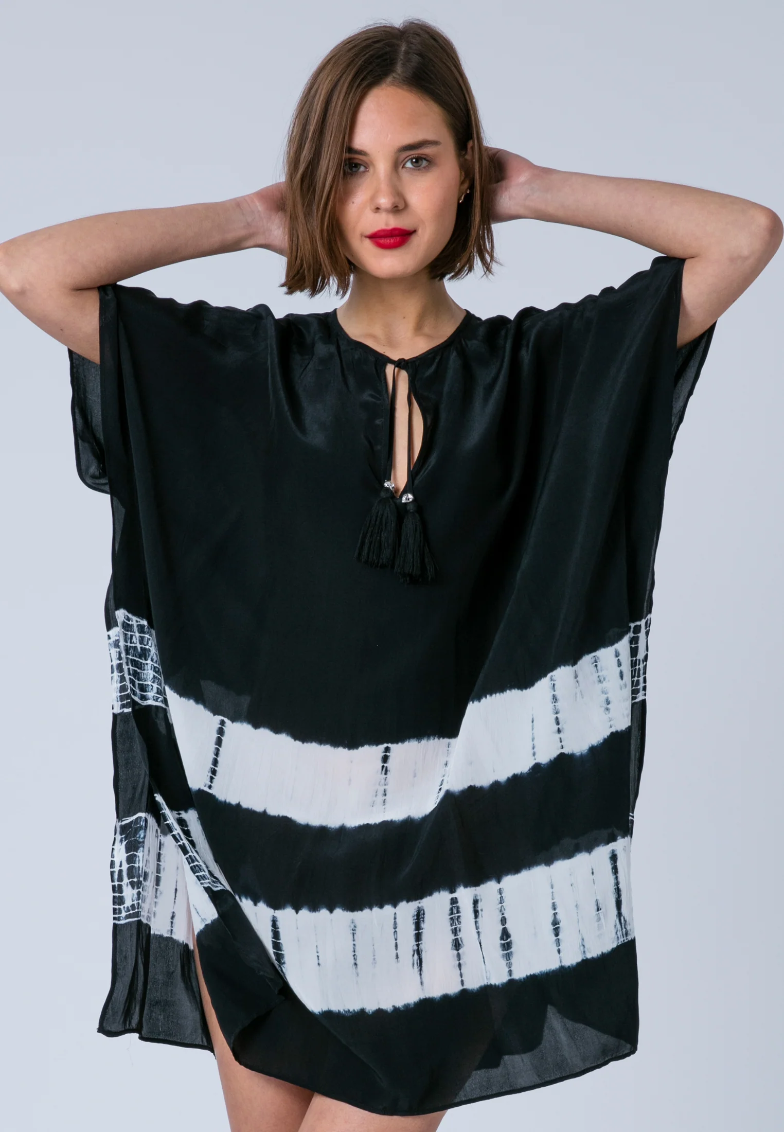 ELLA KAFTAN JET BLACK & WHITE - Image 3