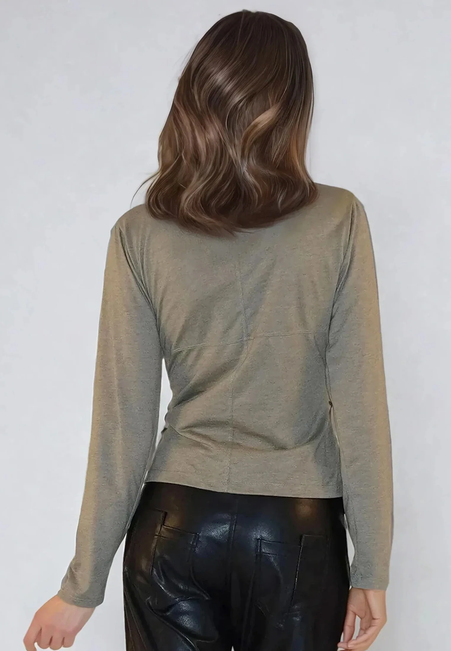 TIME TOP LS GREY MARL & PINE - Image 2