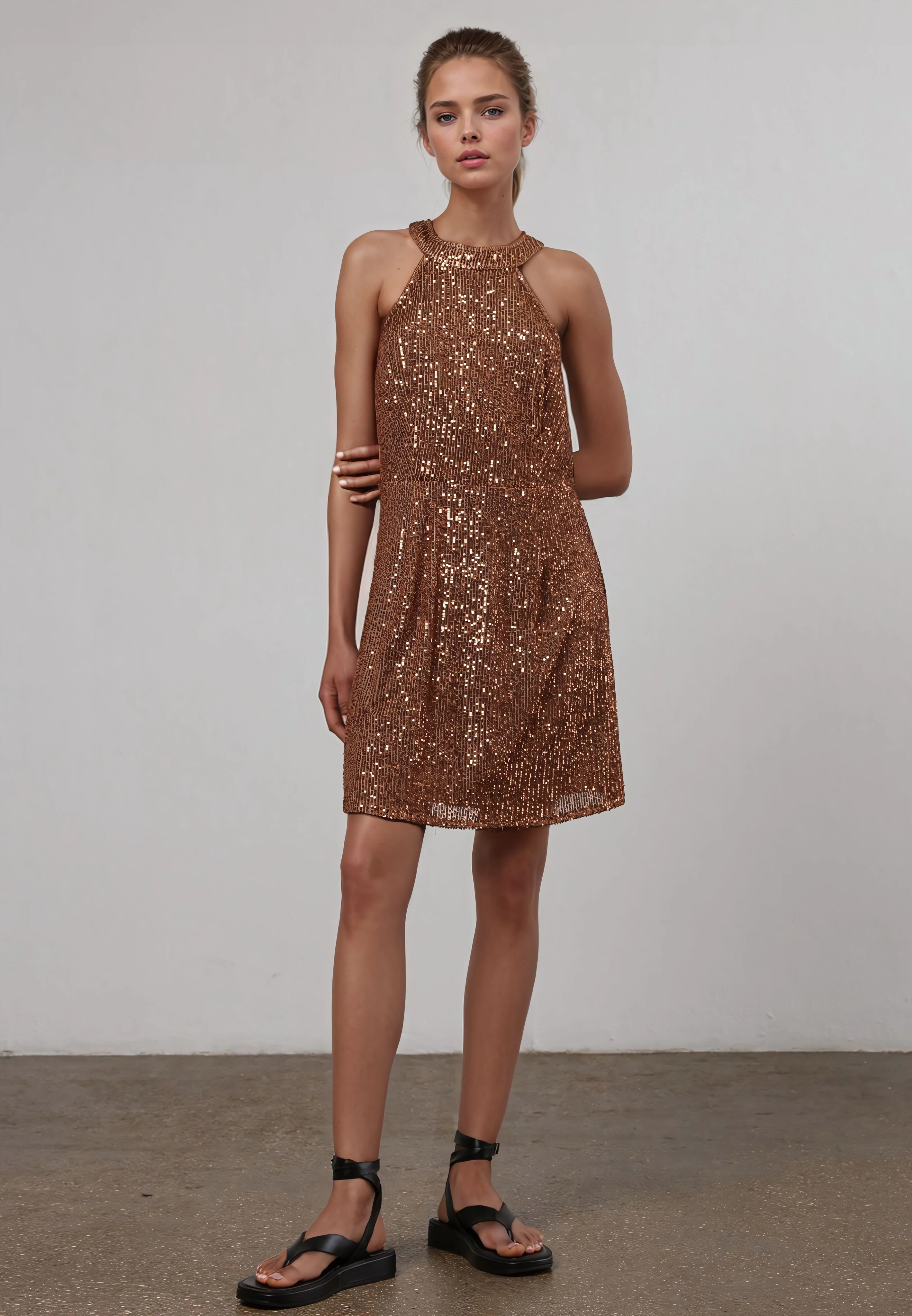 TOUCH MINI DRESS BROWN - Image 5