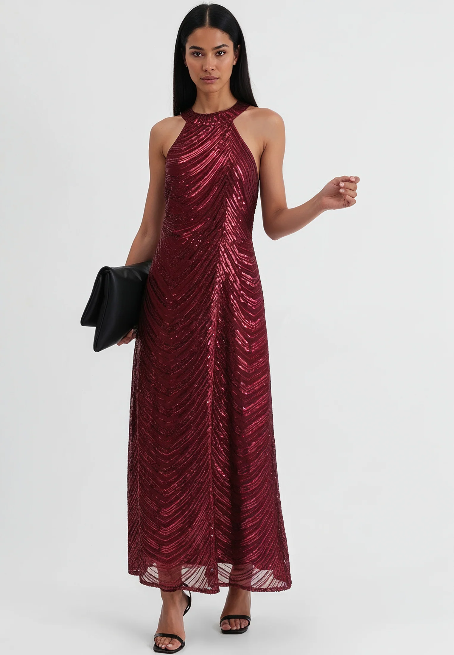 TOUCH DRESS BURGUNDY SEQUIN