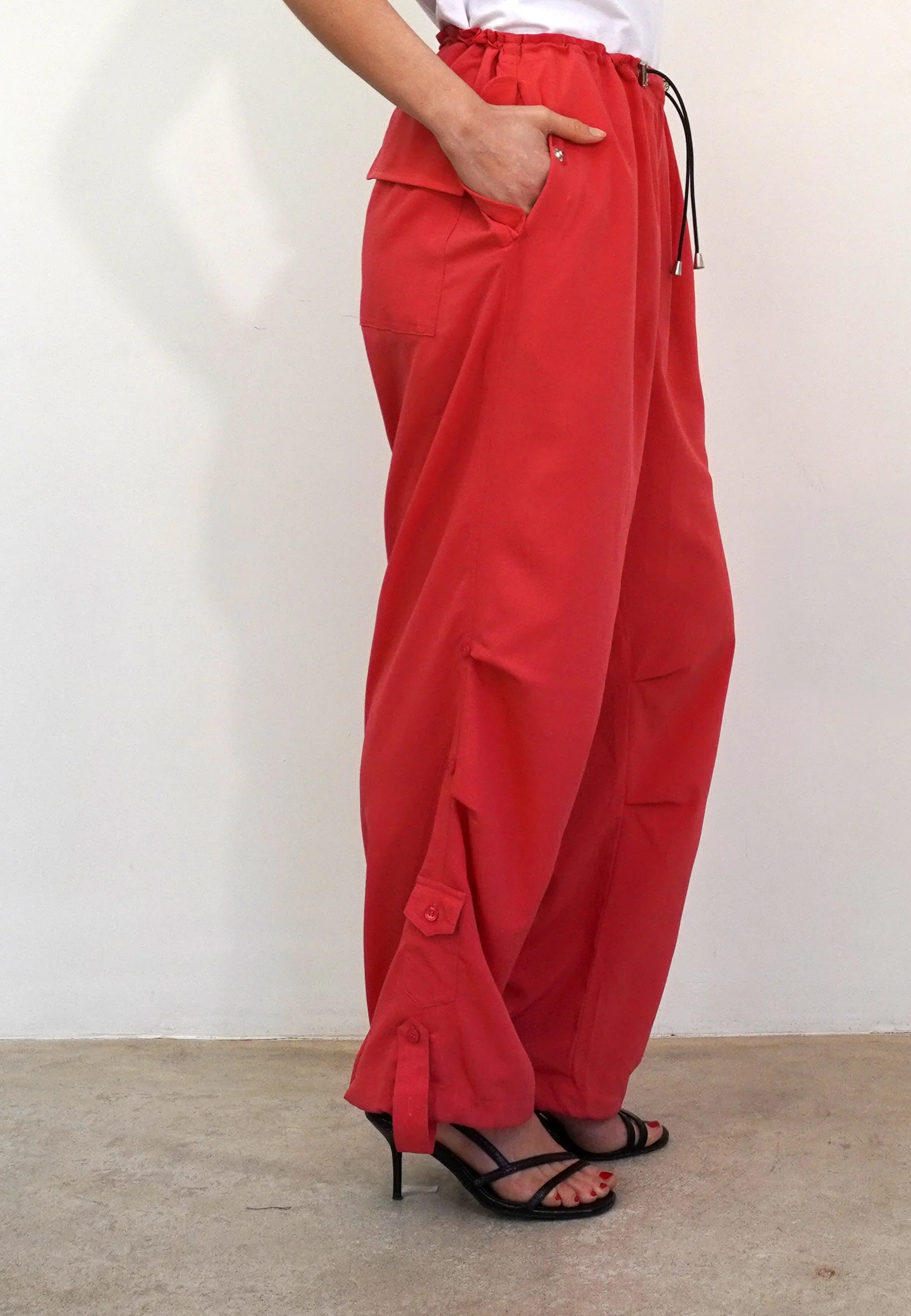 TRACE CORAL PARACHUTE TROUSERS - Image 4