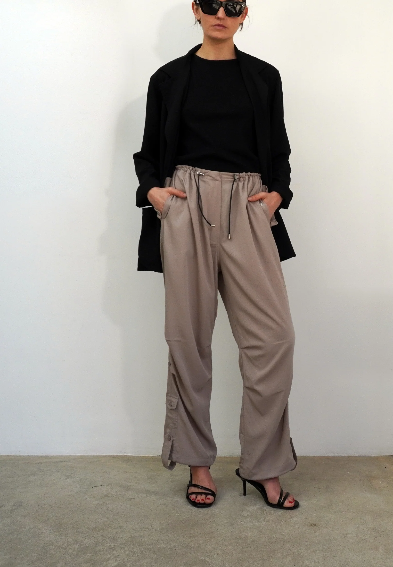 TRACE TAUPE PARACHUTE TROUSERS - Image 2