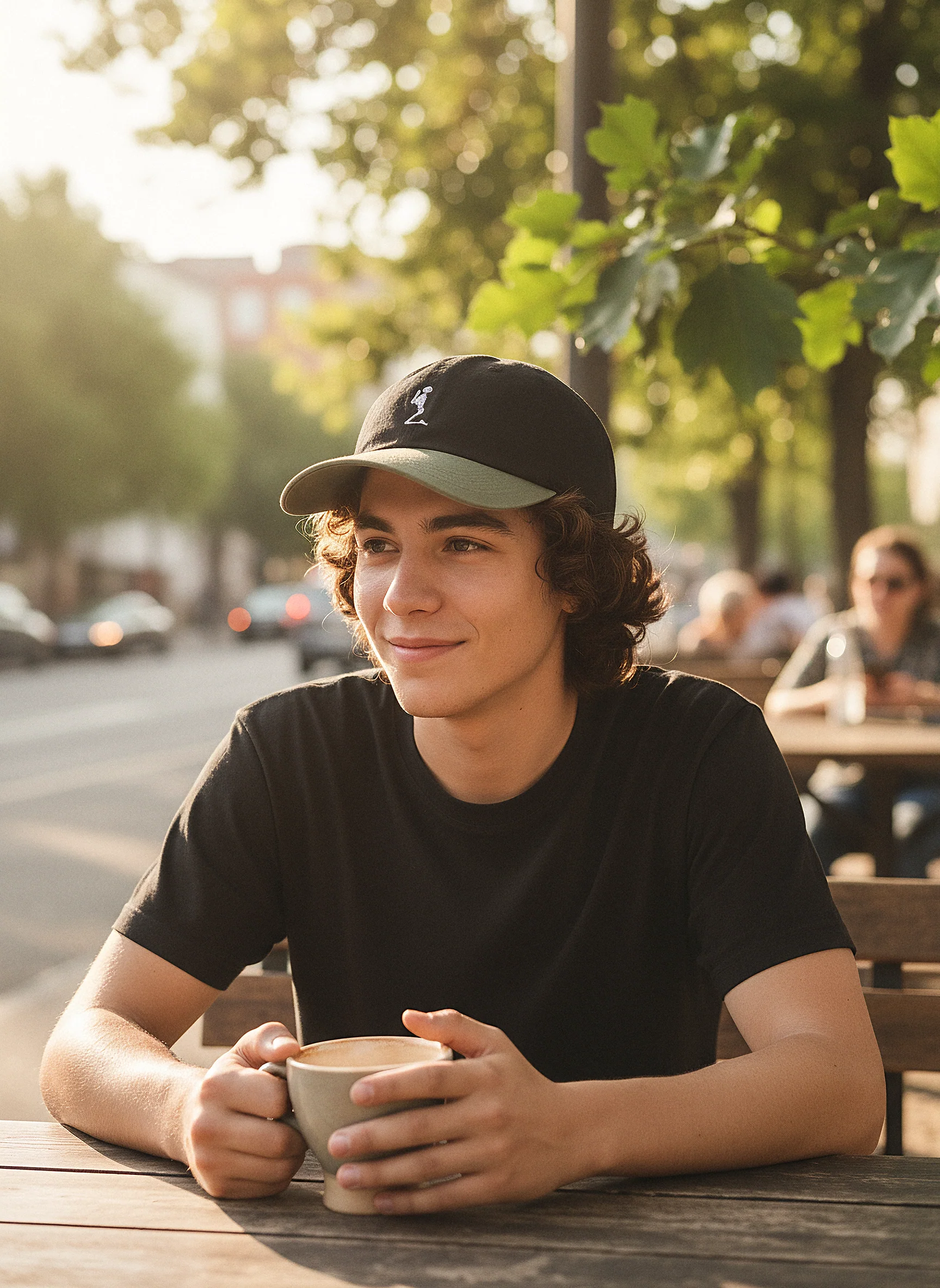 TWO TONE HERRINGBONE CAP BLACK - Image 2