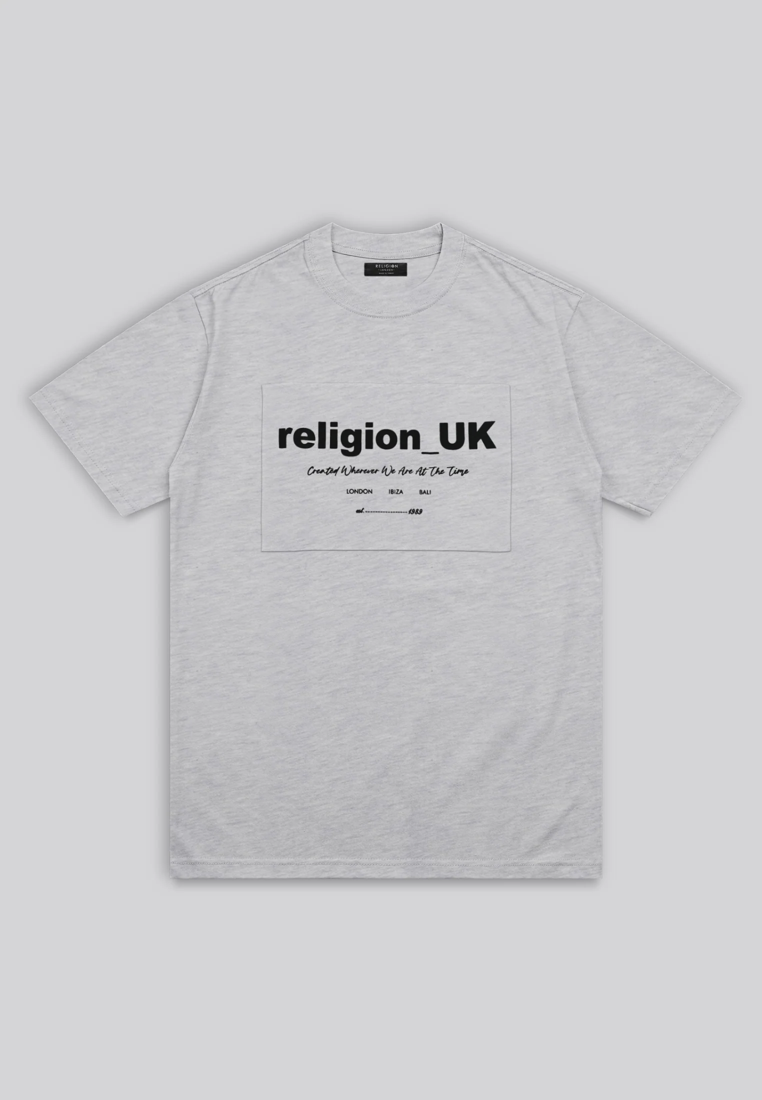 RELIGION UK T-SHIRT LIGHT GREY MARL - Image 7