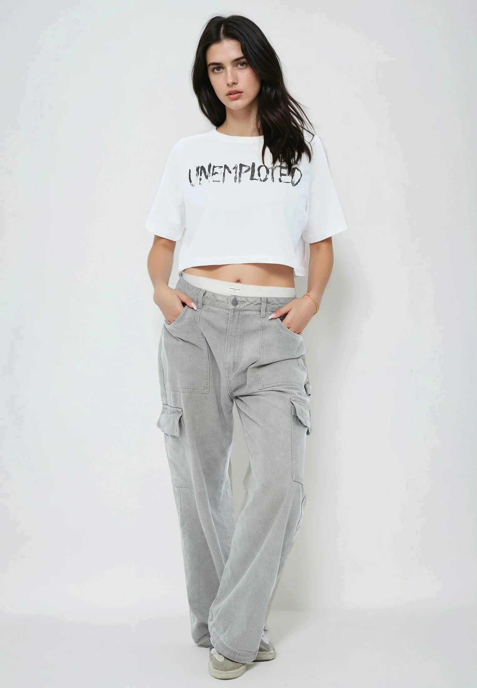 UNEMPLOYED CROP TOP WHITE - Image 2