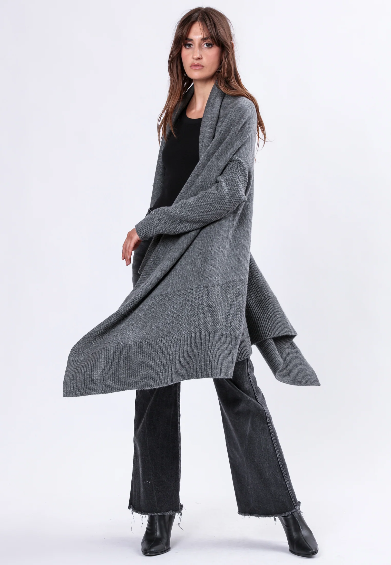 UNITE WATERFALL CARDIGAN CHARCOAL - Image 3