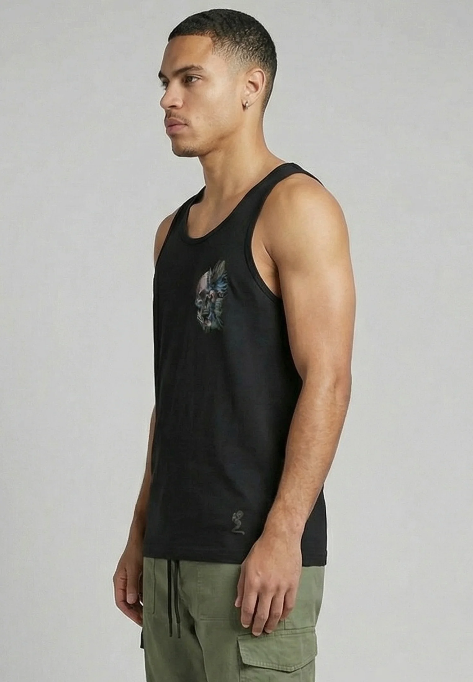 WATER COLOUR SKULL VEST BLACK - Image 4