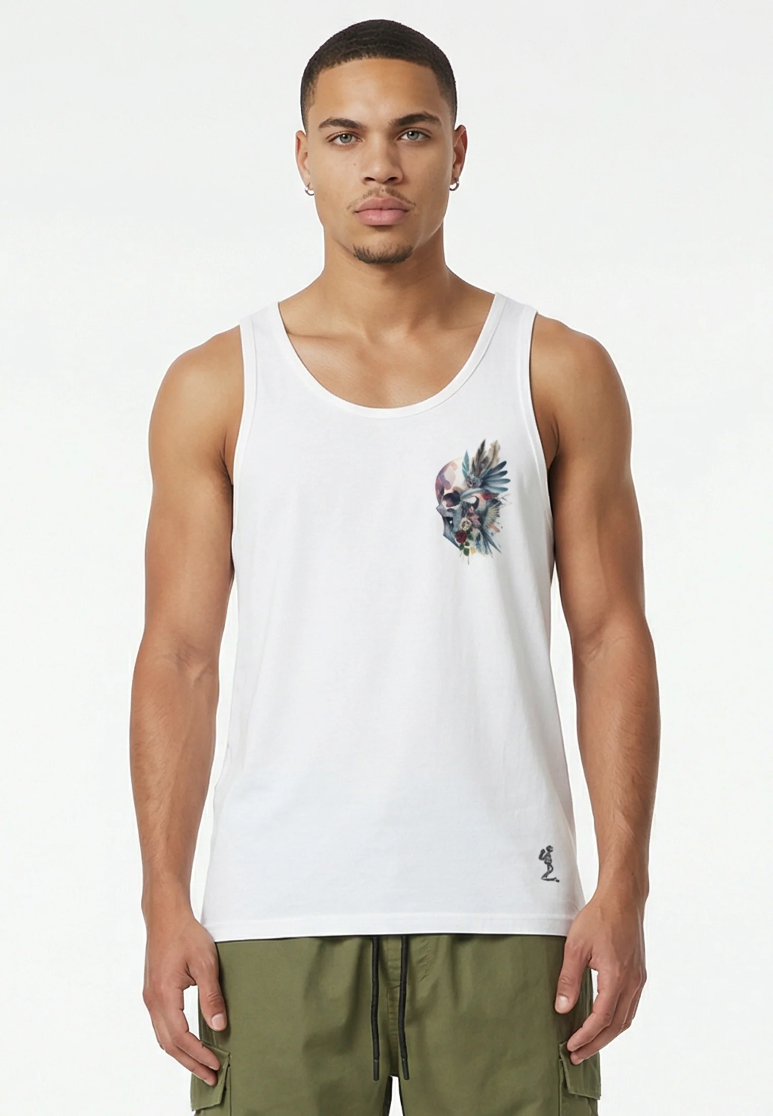 WATER COLOUR SKULL VEST WHITE - Image 2