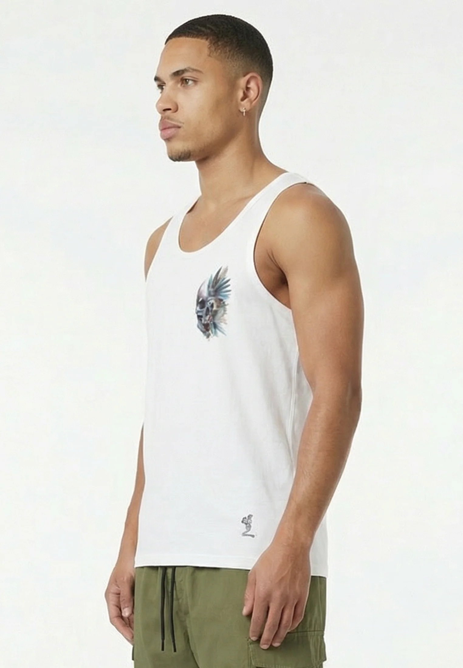 WATER COLOUR SKULL VEST WHITE - Image 4