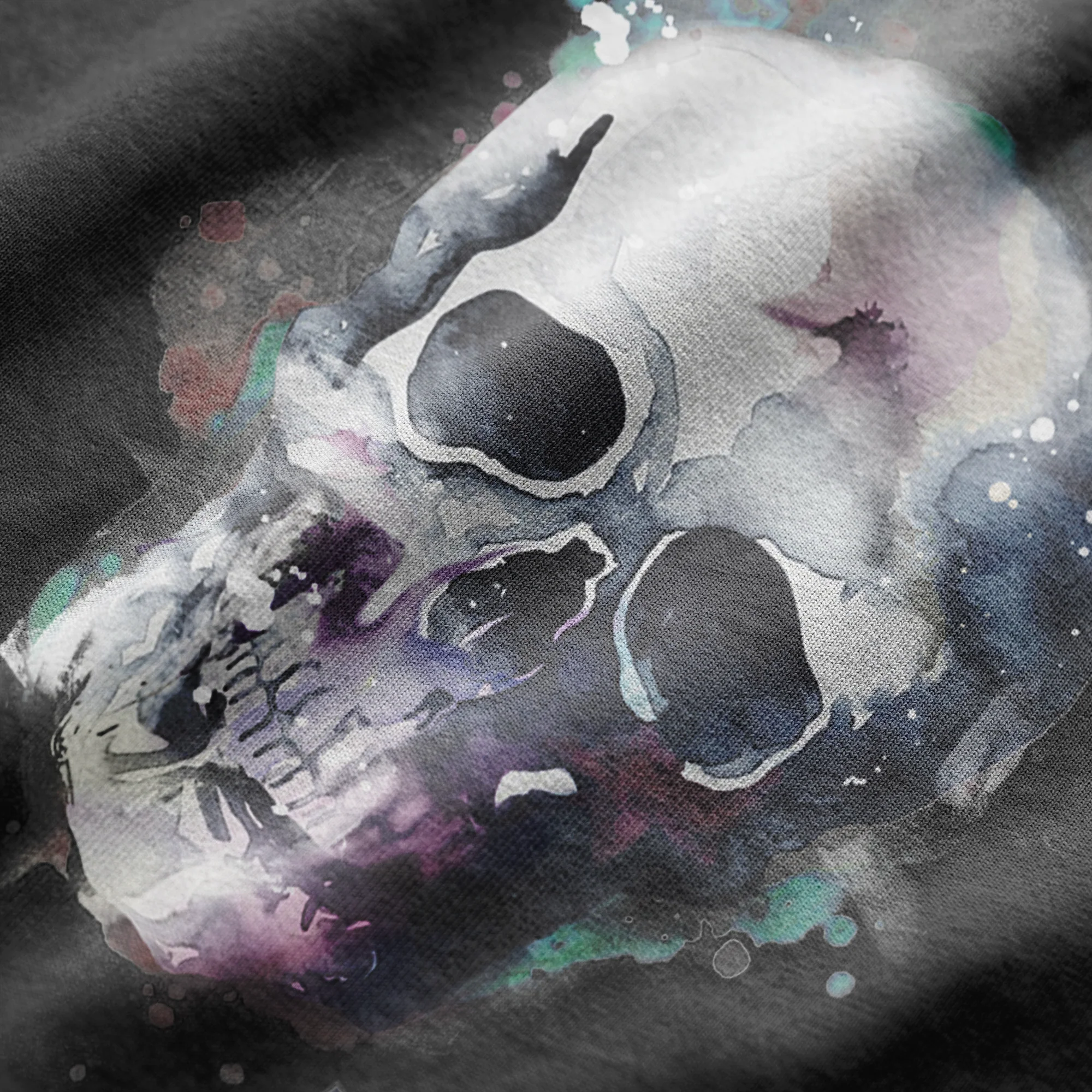 WATERCOLOUR SKULL T-SHIRT BLACK - Image 6