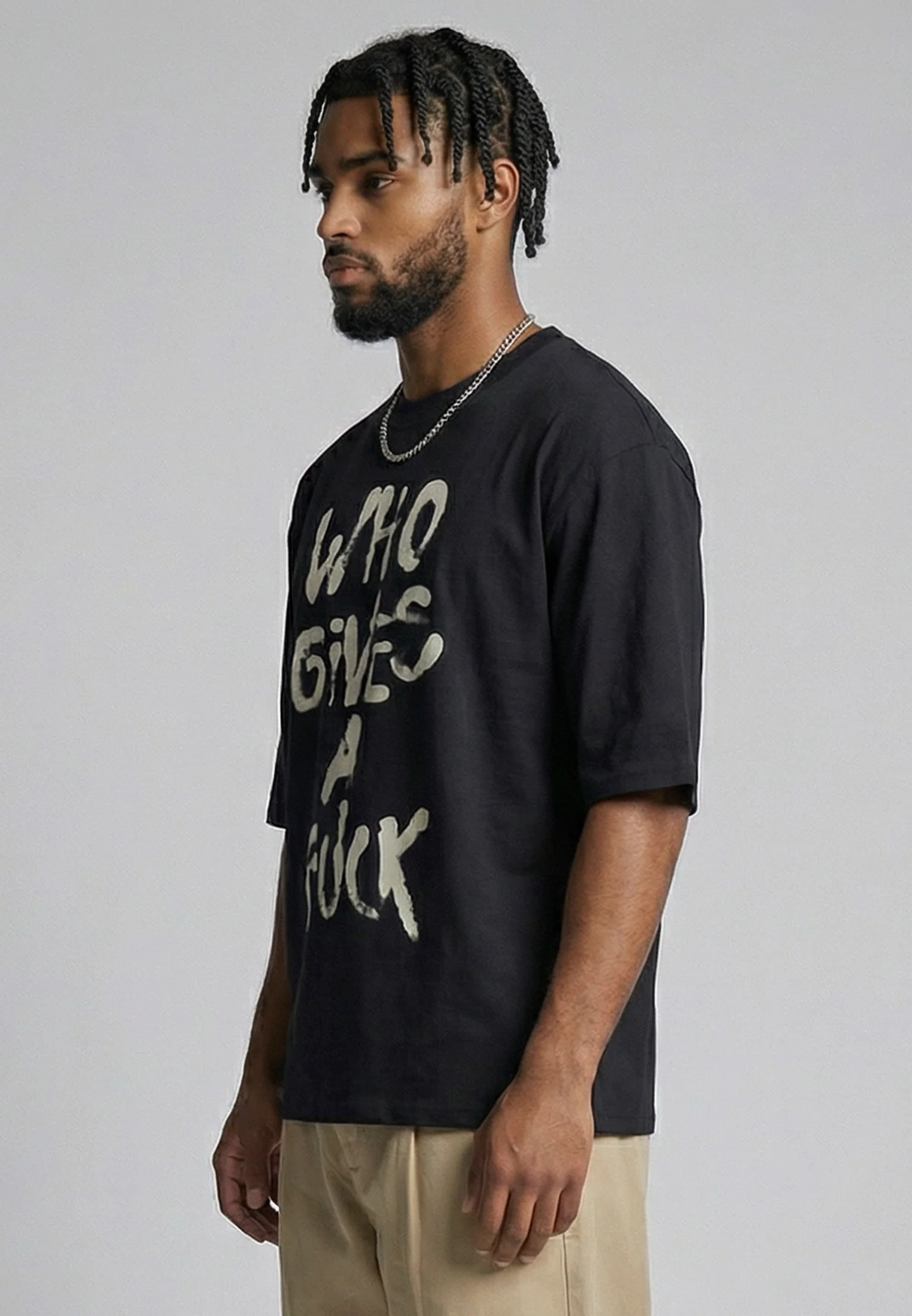 WHO GIVES A FUCK OVERSIZED T-SHIRT BLACK - Image 4