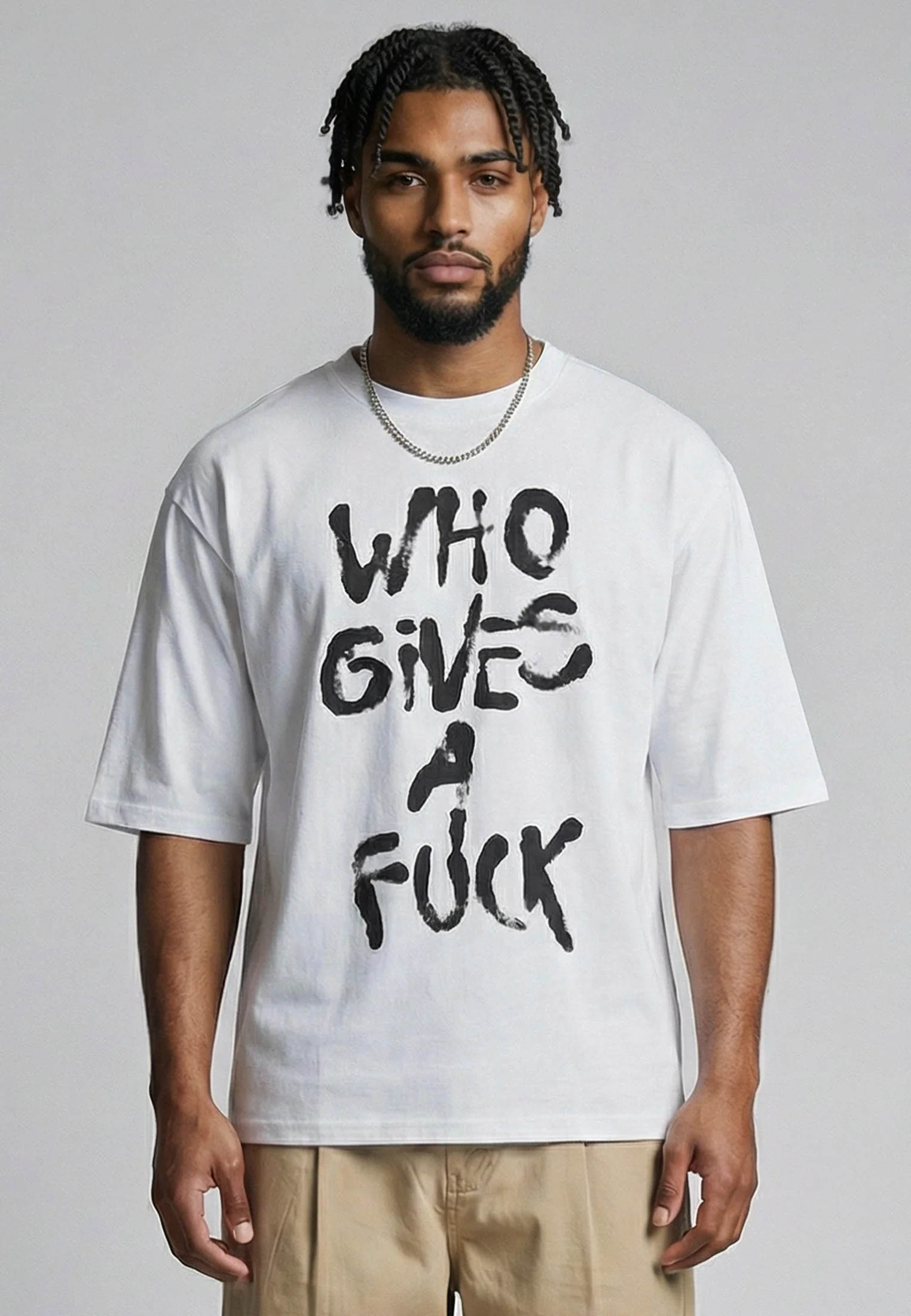 WHO GIVES A FUCK OVERSIZED T-SHIRT WHITE - Image 3
