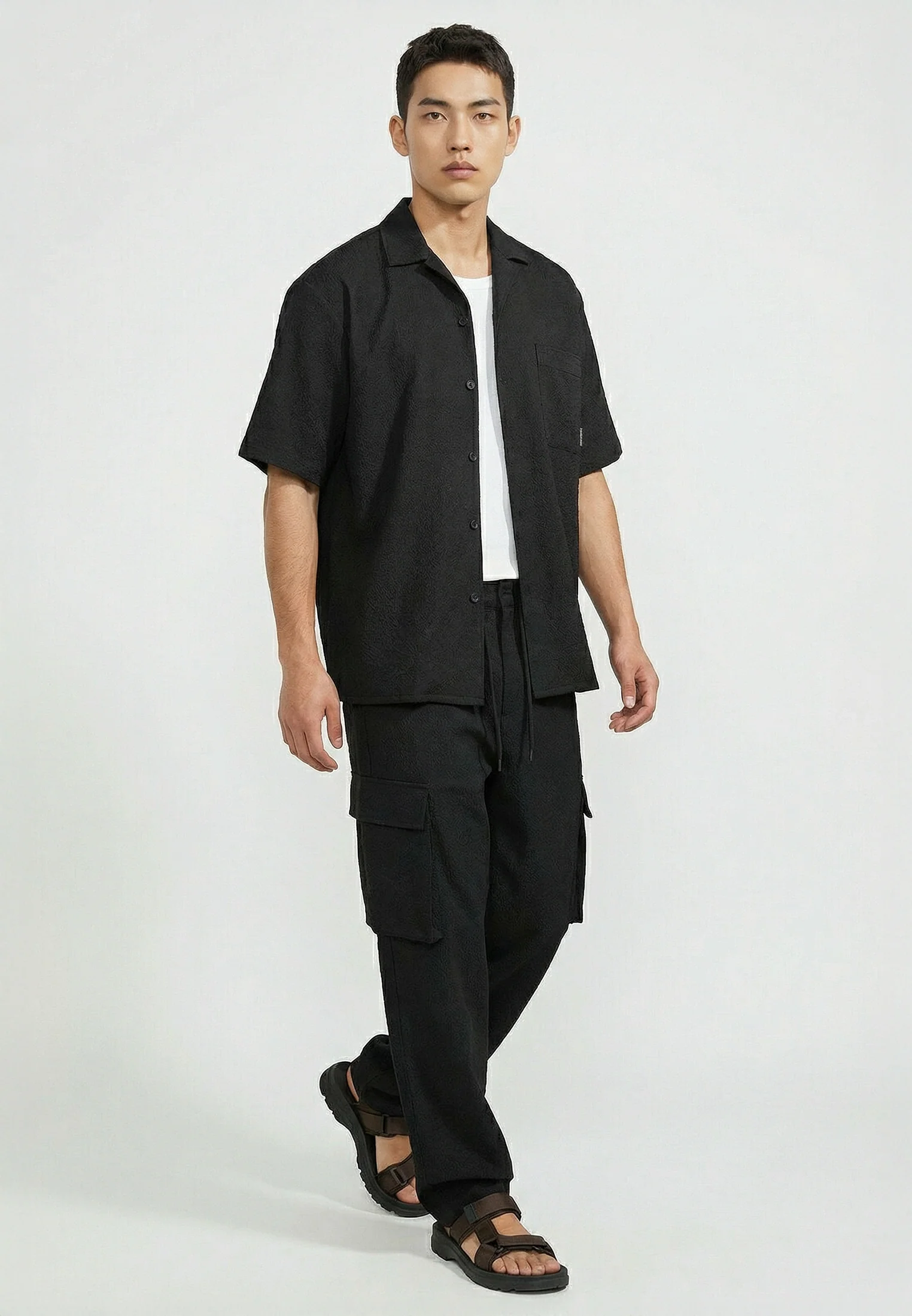 WIDE CRINKLE CARGO BLACK - Image 2