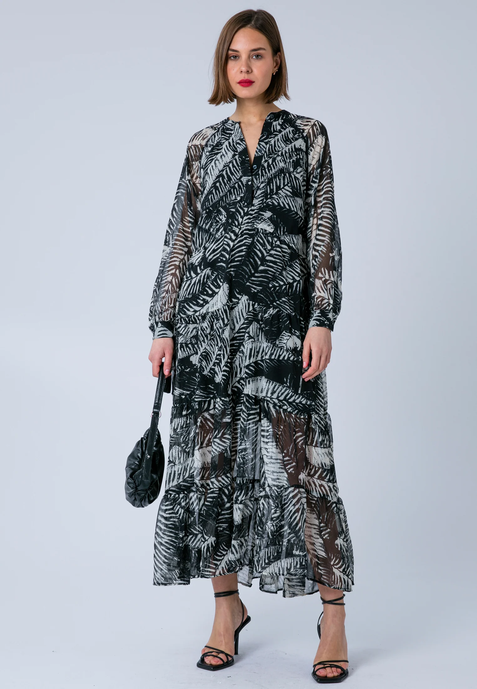ZOE MAXI DRESS VAMP BLACK & WHITE - Image 7